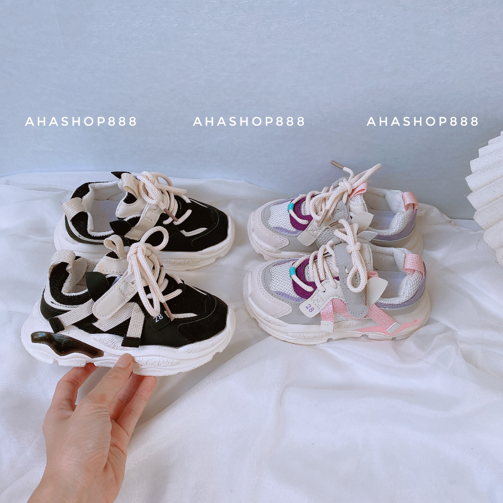 Size 26-36 FORM NHỎ Giày Thể Thao Sneaker Năng Động Phối Vải Lưới Thoáng Chân Chân Cho Bé Trai Bé Gái K215