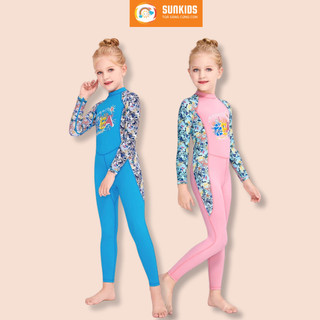Đồ Bơi dài tay bé gái ,bộ bơi 10 tuổi - 12 tuổi - D20_BƠI DÀI TAY LIỀN THÂN SUMMER SEA Dollar kids