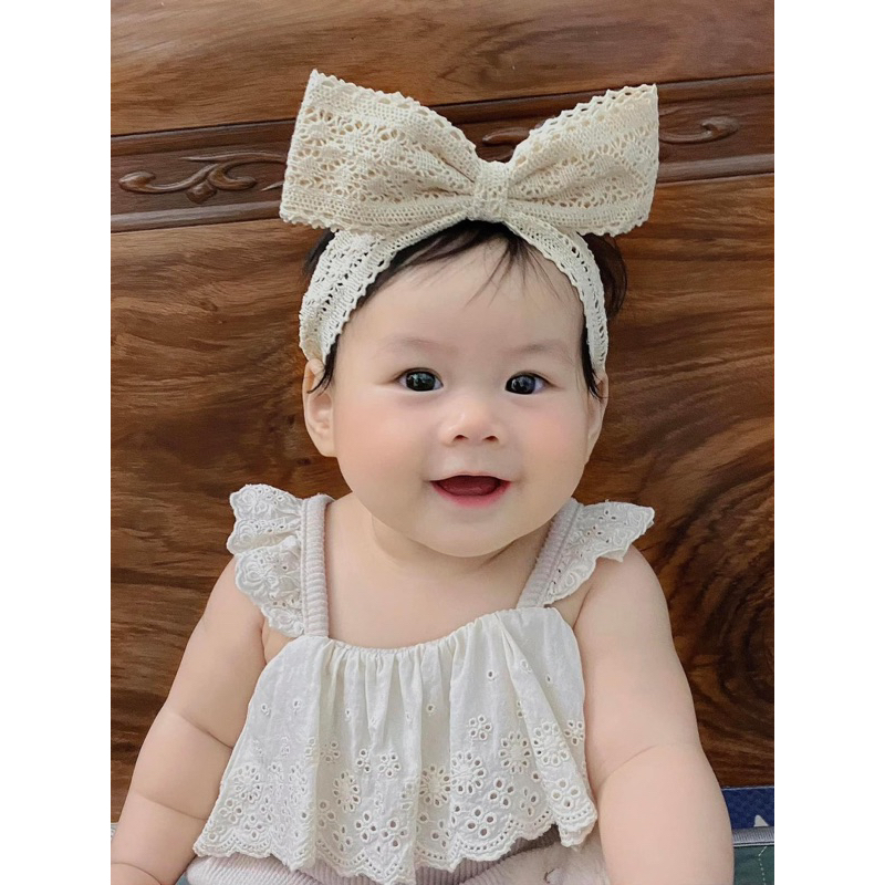 Dear.Nini- Bờm/turban nơ dựng chất liệu Cotton thân thiện làn da bé.