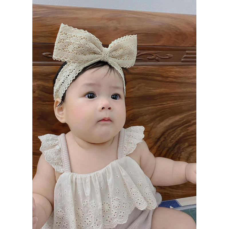 Dear.Nini- Bờm/turban nơ dựng chất liệu Cotton thân thiện làn da bé.