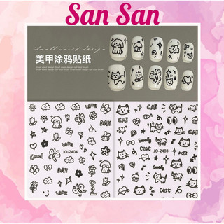 Sticker Hoạt Hình dán móng, sticker sẵn kiểu, stiker nail