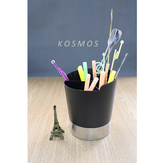 Khay để ống hút tròn mica, đáy inox - decor giúp quầy bar,bếp xinh + gọn đẹp
