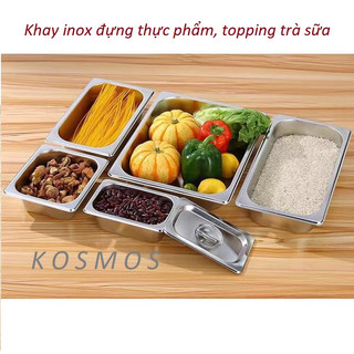 Khay inox đựng topping, đồ thực phẩm inox (làm bánh mì, trà sữa, buffet...)