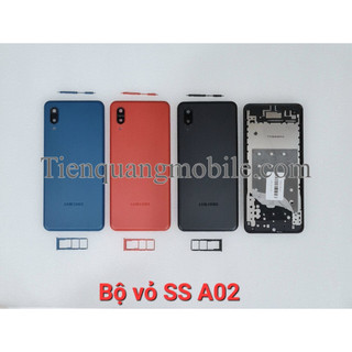 Bộ vỏ Samsung A02 (gồm vỏ, khung xương, phím bấm, kính cam, khe sim)