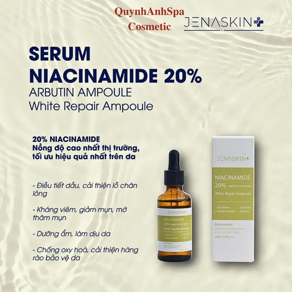 Tinh Chất Dưỡng Trắng Jenaskin Niacinamide 20%, Serum dưỡng sáng da, trắng da, giảm thâm nám Quynhanhspa20 50ml