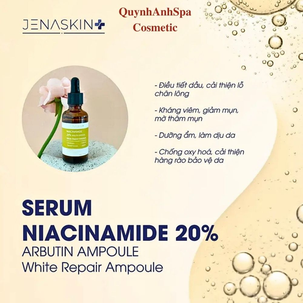 Tinh Chất Dưỡng Trắng Jenaskin Niacinamide 20%, Serum dưỡng sáng da, trắng da, giảm thâm nám Quynhanhspa20 50ml
