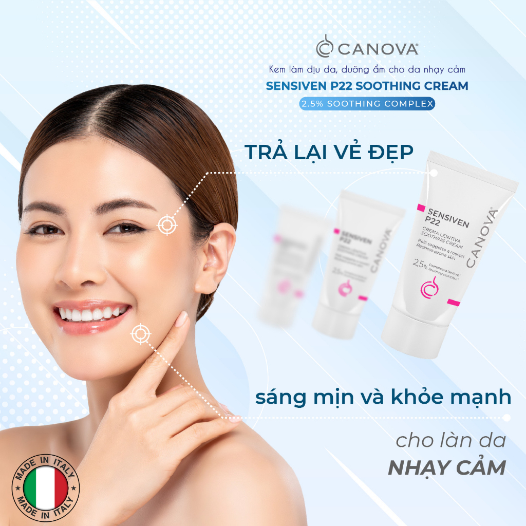 CANOVA Sensiven P22 50mL - Kem Làm Dịu Da, Dưỡng Ẩm Dành Cho Da Nhạy Cảm.