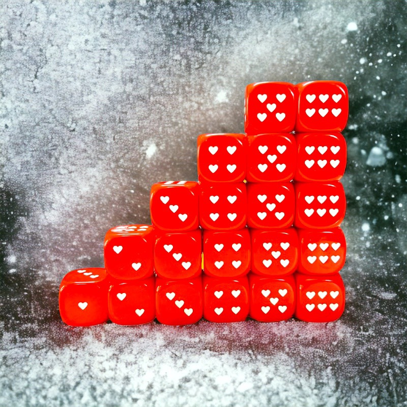 Bộ sưu tập xúc xắc trái tim cỡ lớn 25mm Tomcity siêu đáng yêu chất liệu acrylic bo tròn các góc