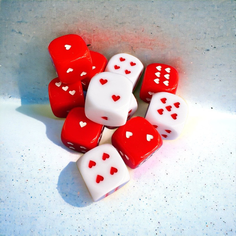 Bộ sưu tập xúc xắc trái tim cỡ lớn 25mm Tomcity siêu đáng yêu chất liệu acrylic bo tròn các góc