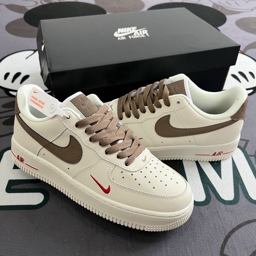 Giày nike_ air force 1 trắng AF1 vệt nâu giày thể thao nam nữ thời trang siêu cá tính G09