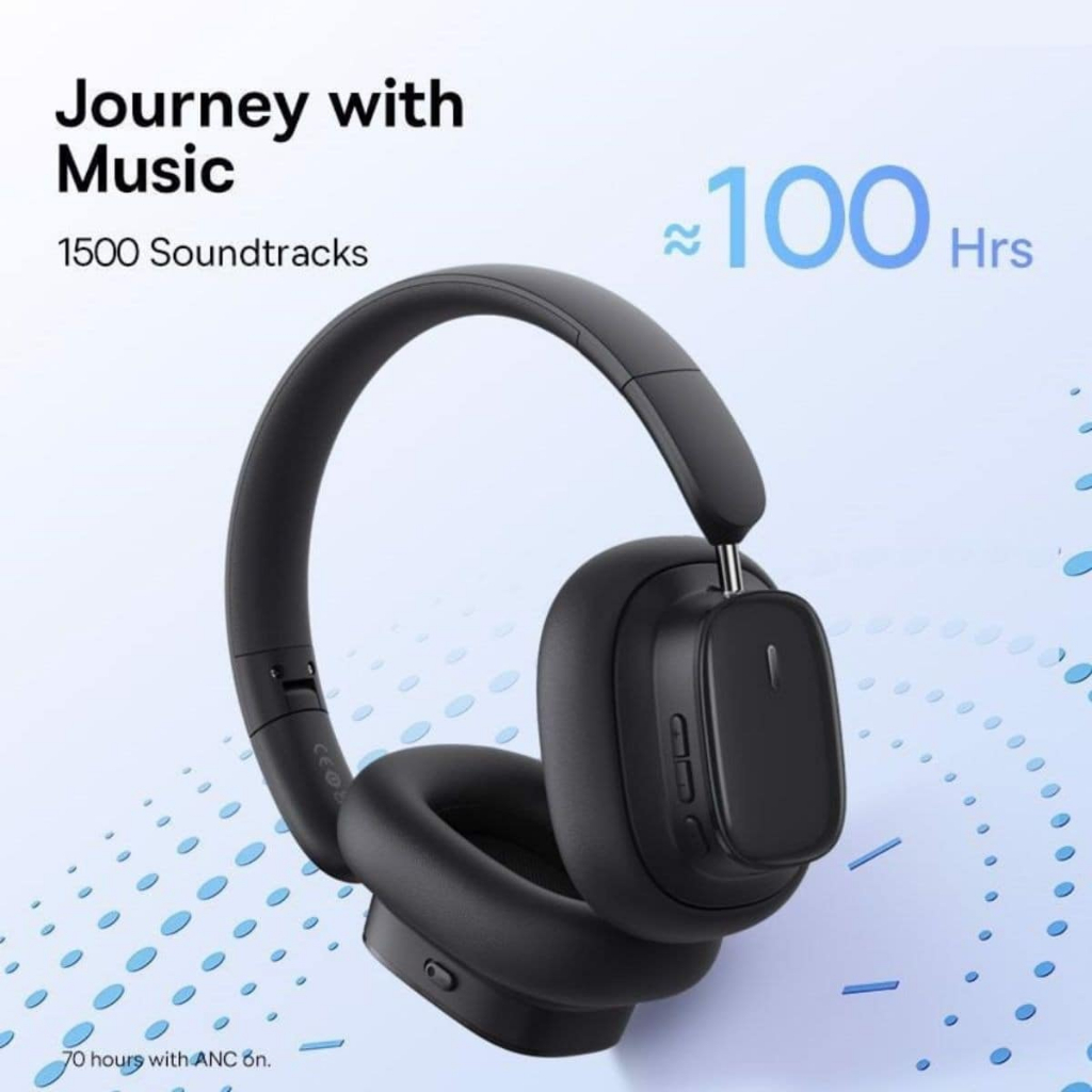 Tai Nghe Không Dây , Chụp Tai BASEUS H1i Chống Ồn Hi-Res 3D - Bluetooth 5.3 38db ANC , Âm Thanh 100H ( Bảo Hành 1 Năm )