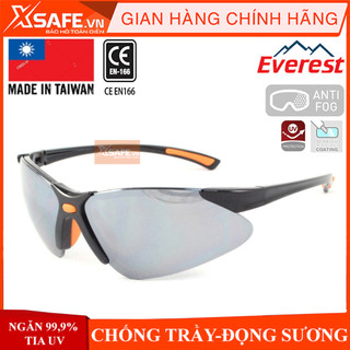 Kính bảo hộ lao động Everest EV304 - Mắt kính đen tráng bạc chống chói lóa, chống bụi,chống cực tím - Bảo vệ mắt an toàn