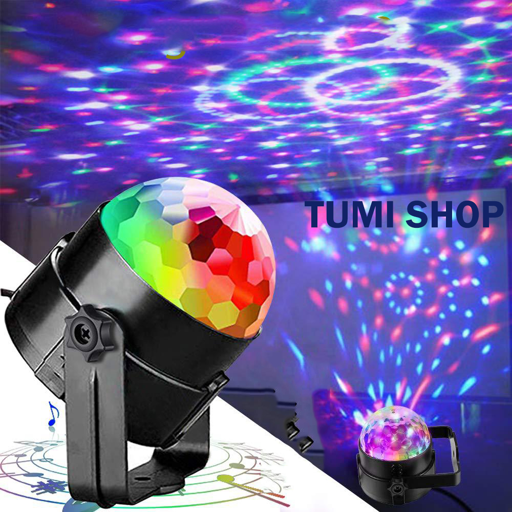 Đèn led xoay 7 màu cảm ứng theo nhạc trang trí tại gia đình, phòng karaoke, chất liệu cao cấp, - tumishopxnf8