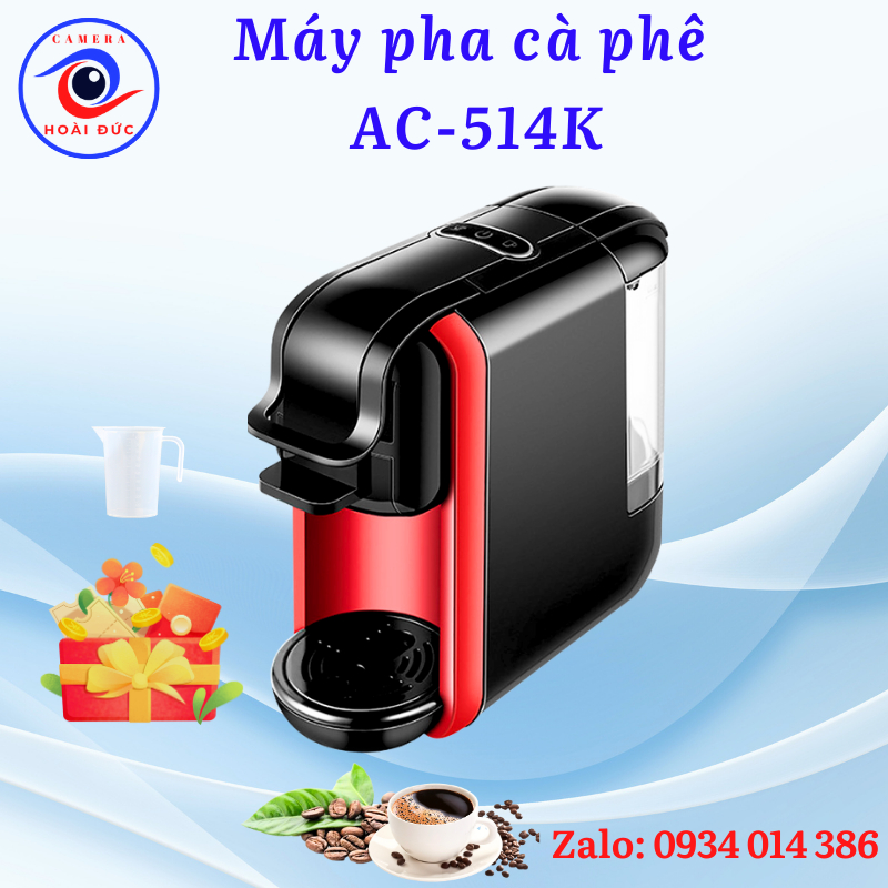 Máy pha cà phê viên nén AC-514 Tự đông, Nespresso, Espresso, Nescafe Dolcegusto, mới 100%