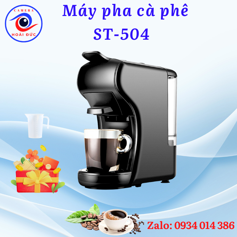 Máy pha cà phê viên nén ST504 - chuẩn vị - Nespresso, Espresso, Nescafe Dolcegusto - 3 in 1 - tự động