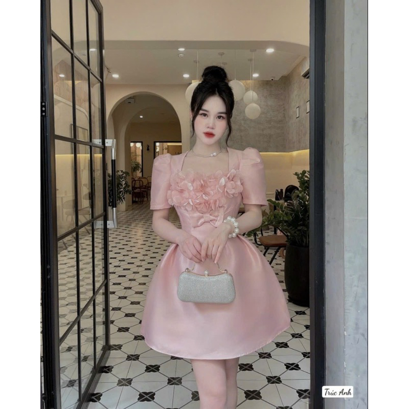 Váy thiết kế đính hoa tơ váy dự tiệc cao cấp H310