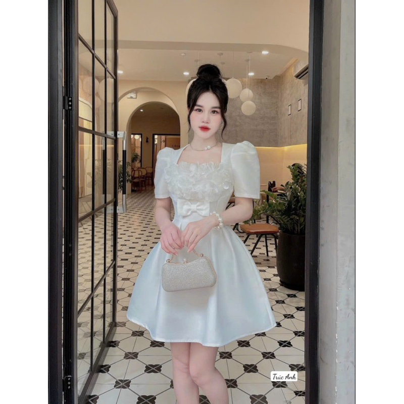 Váy thiết kế đính hoa tơ váy dự tiệc cao cấp H310