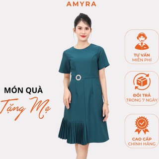 Đầm Công Sở Xếp Ly Bigsize AMYRA, Đầm Trung Niên Thiết Kế Đai Nịt Thanh Lịch Cao Cấp Phù Hợp Đi Làm Đi Tiệc DA158