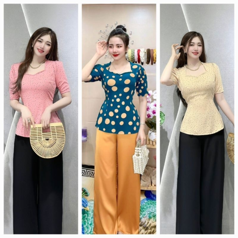 [FROM 40_65KG]BỘ LAM CỔ VUÔNG CHẤM BI/SÉT LAM CHẤM BI TAY NGẮN/LAM BI VUÔNG NGẮN TAY/LAM TAY NGẮN