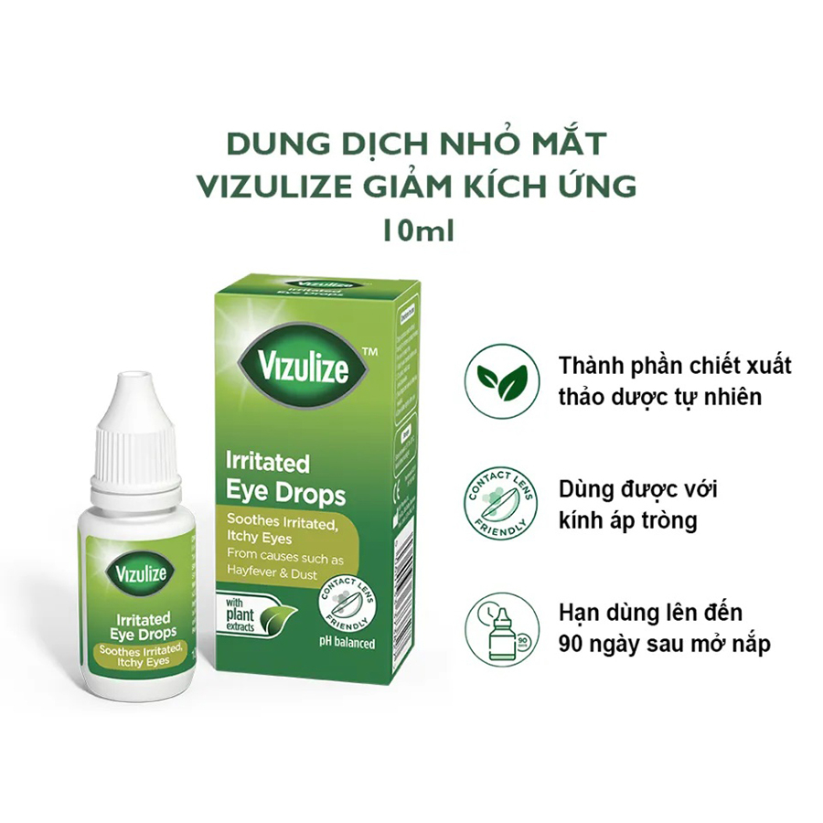 Dung Dịch Nhỏ Mắt Vizulize Irritated Eye Drops - Giảm Ngứa & Kích Ứng Mắt (Hộp 10ml)