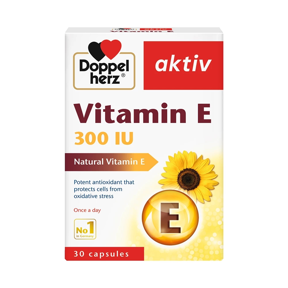 Doppelherz Vitamin E 300IU - Giúp Làm Đẹp Da, Ngăn Ngừa Lão Hóa (Hộp 30 Viên)