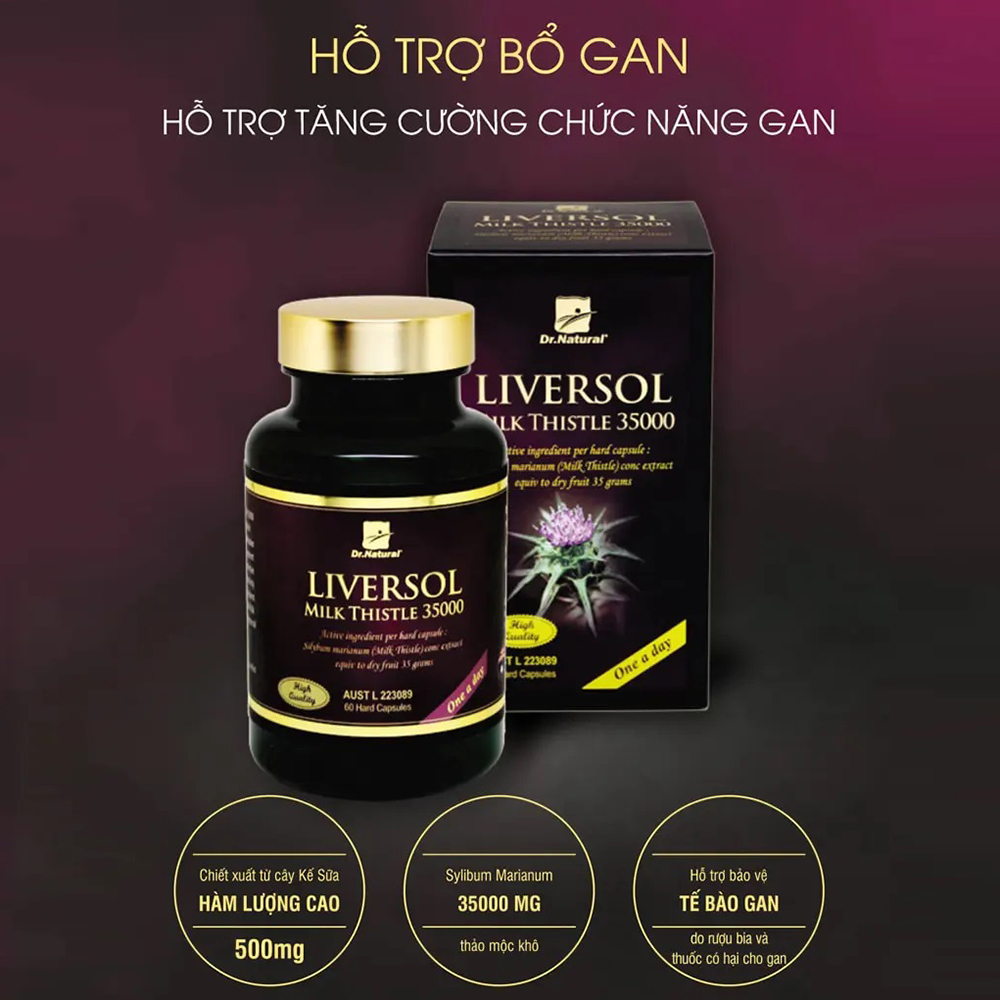 Viên Uống Bổ Gan LiverSol Milk Thistle 3500 Hỗ Trợ Tăng Cường Chức Năng Gan (Hộp 60 Viên)