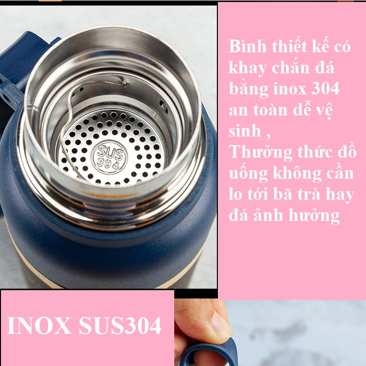 Bình Giữ Nhiệt INOX SUS304 Giữ Nhiệt 18h có dây treo tiện lợi 1100ml - NENON