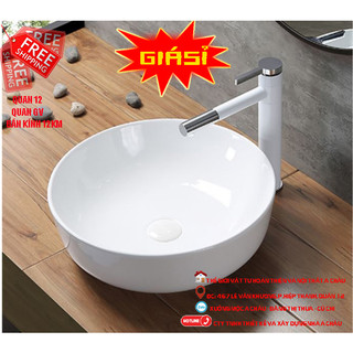 Chậu lavabo tròn,bồn rửa tay,chậu rửa mặt đặt bàn hình tròn màu trắng dương bàn giá rẻ