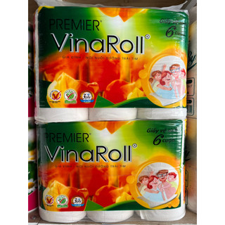 Giấy vệ sinh cuộn không lõi VinaRoll, giấy lụa 3 lớp, dai, mịn lốc 6 cuộn