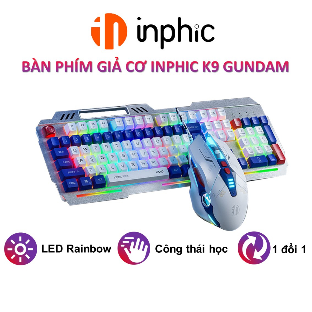 Bàn phím máy tính gaming Yindiao K9 Gundam có dây giả cơ 104 key led rgb công thái học gõ phím nhanh chơi game