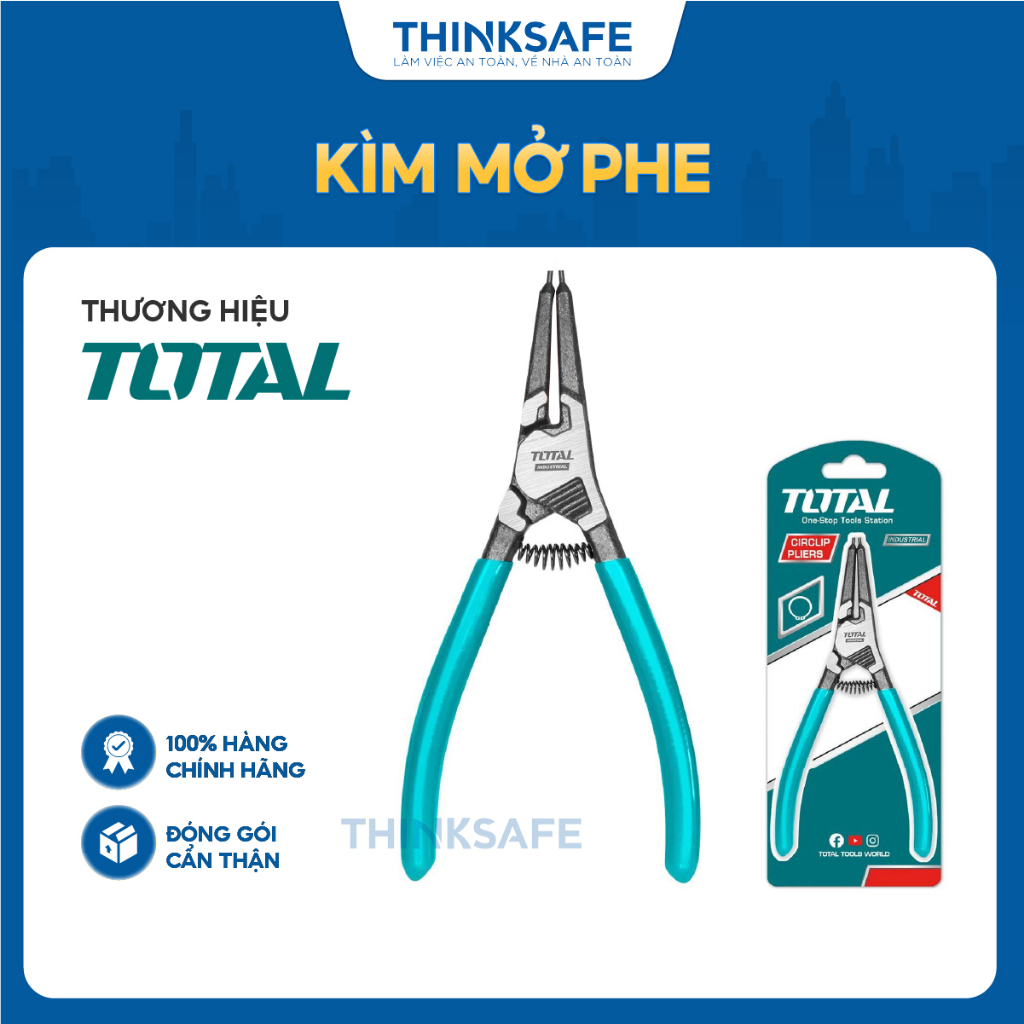 Kìm mở phe ngoài đầu thằng TOTAL THTJ21801 kích thước 7 inch 180mm đường kính đầu 1,8mm mũi toi cứng - Thinksafe