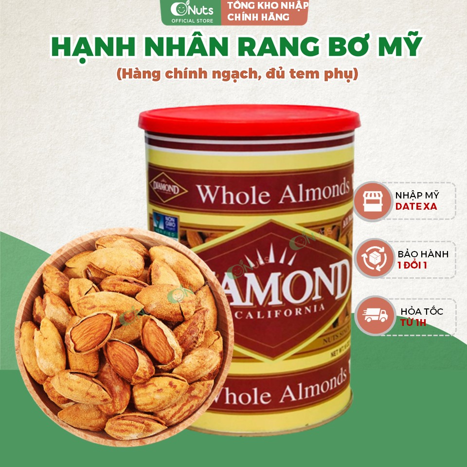 Hạnh Nhân Rang Bơ Mỹ Diamond 454g – Hạt ăn vặt lành mạnh, thơm bơ, tẩm ướp gia vị cực bắt miệng