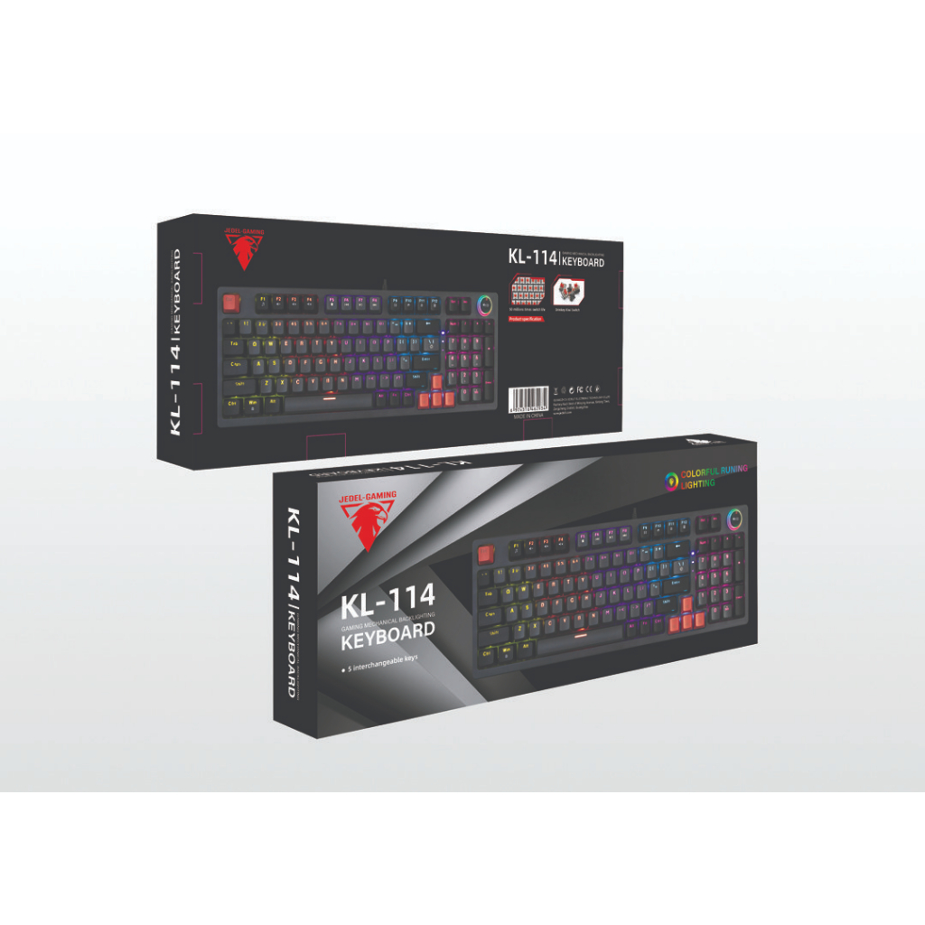 BÀN PHÍM CƠ JEDEL KL 114 RED SWITCH LED USB ĐEN XÁM, PHÍM CƠ GIÁ RẺ, PHÍM CHÍNH HÃNG