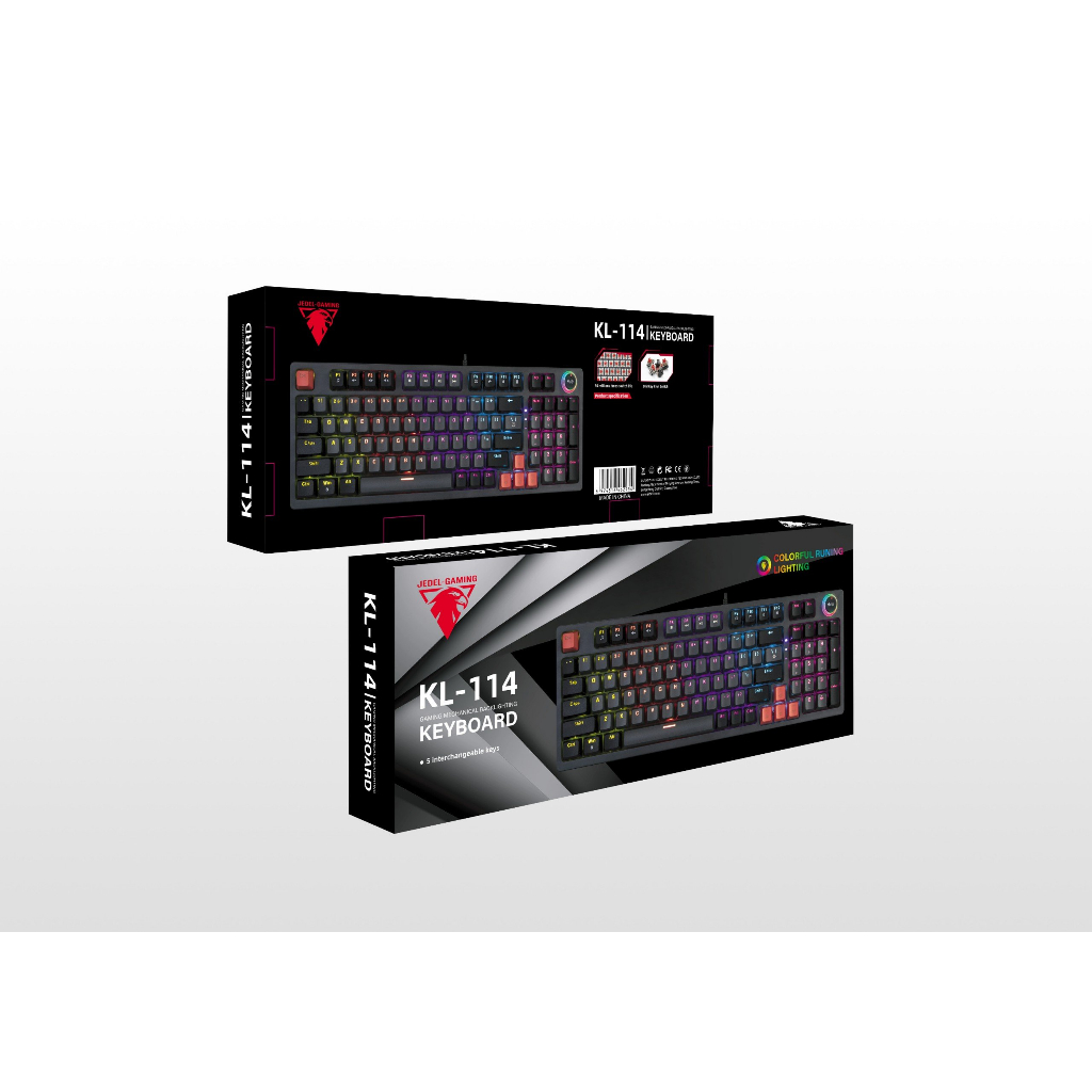BÀN PHÍM CƠ JEDEL KL 114 RED SWITCH LED USB ĐEN XÁM, PHÍM CƠ GIÁ RẺ, PHÍM CHÍNH HÃNG