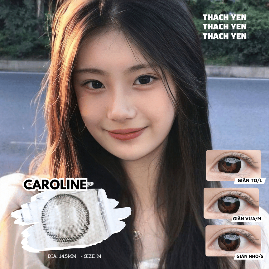 Lens Mắt Caroline Đen Tự Nhiên Giãn Vừa - 0-10 độ kính áp tròng