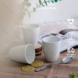 Cốc nước trắng trơn 260ml sứ Minh Châu - Ly sứ không quai tối giản giá rẻ CN05 - In theo yêu cầu