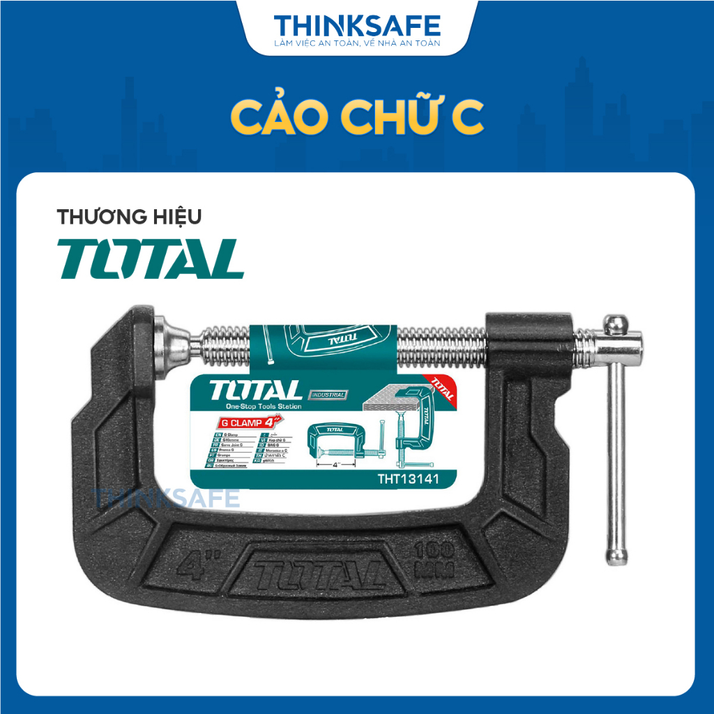 Cảo chữ C Total THT13141 THT13151 THT13161 trục kẹp chữ T thân kẹp bằng gang dẻo cao cấp kẹp gỗ chữ G đa năng- Thinksafe