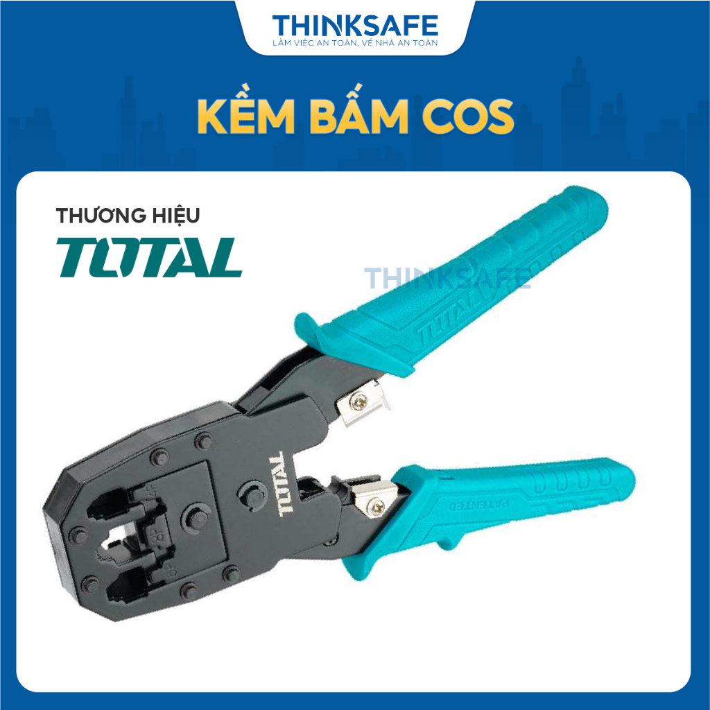 Kìm bấm cáp mạng viễn thông TOTAL TMPC4468P kích thước 8 inch ba chức năng uốn tước cắt kìm bấm cos Total chính hãng