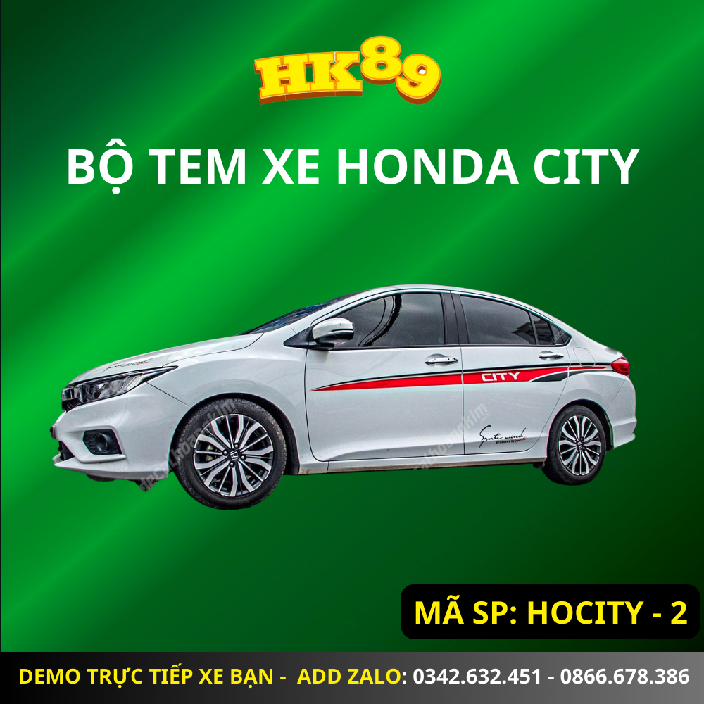Tem xe HONDA CITY - Tem dán sườn xe Honda City làm theo yêu cầu