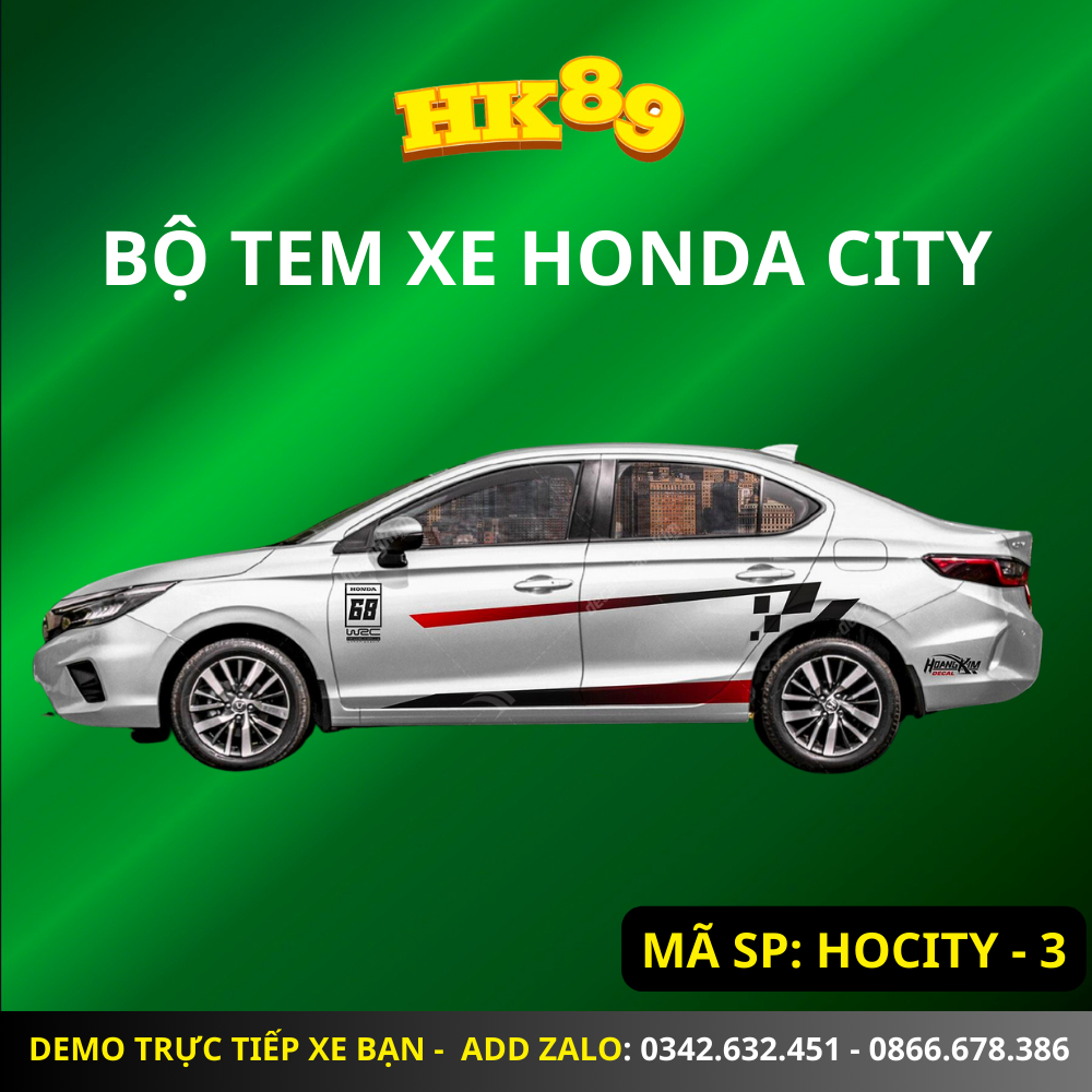 Tem xe HONDA CITY - Tem dán sườn xe Honda City làm theo yêu cầu