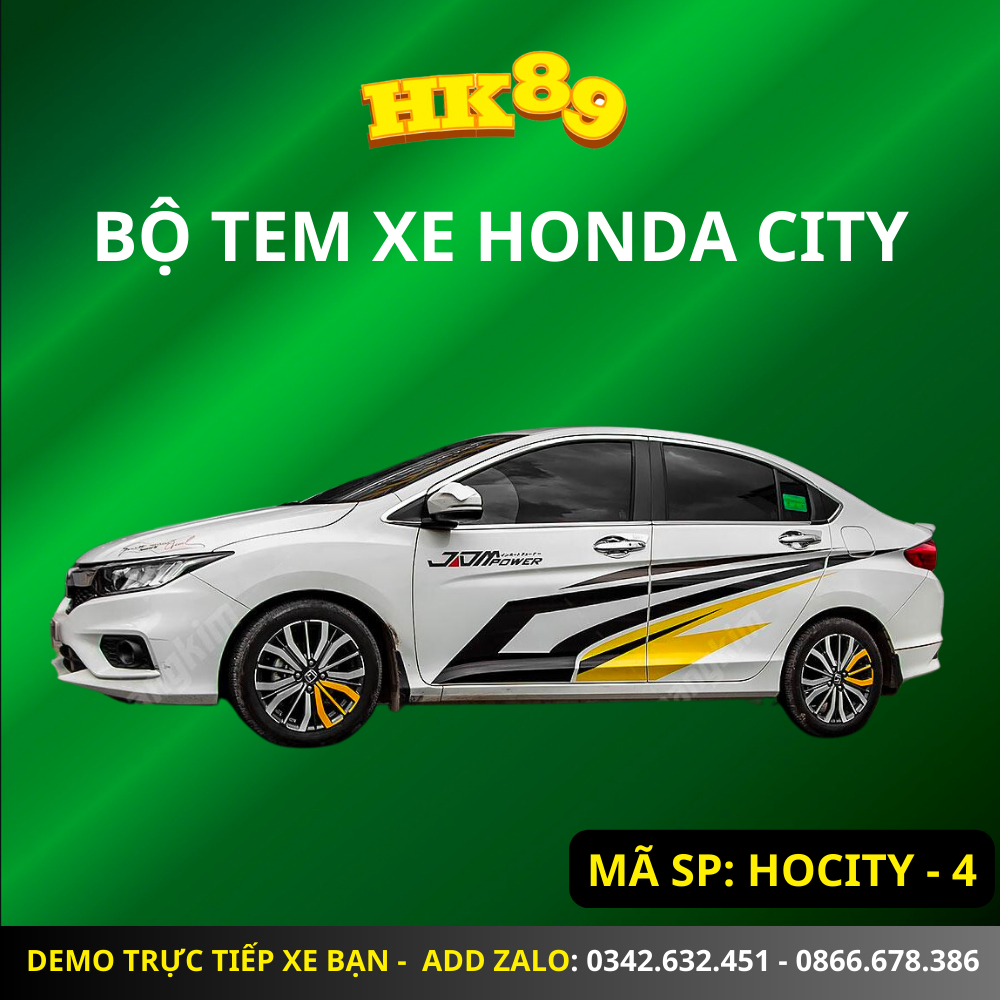 Tem xe HONDA CITY - Tem dán sườn xe Honda City làm theo yêu cầu