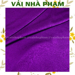 Vải gấm lụa hoa đán nền tím huế-khổ 1.5m-vải nhà phạm