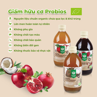 Giấm lựu hữu cơ organic ProBios 500ml không tẩy trắng và chứa giấm cái detox