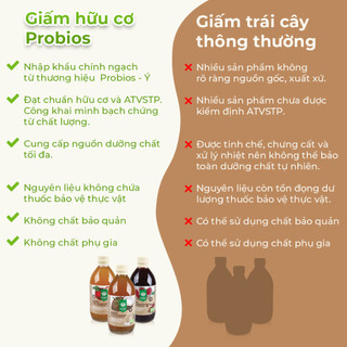 Giấm lựu hữu cơ organic ProBios 500ml không tẩy trắng và chứa giấm cái detox