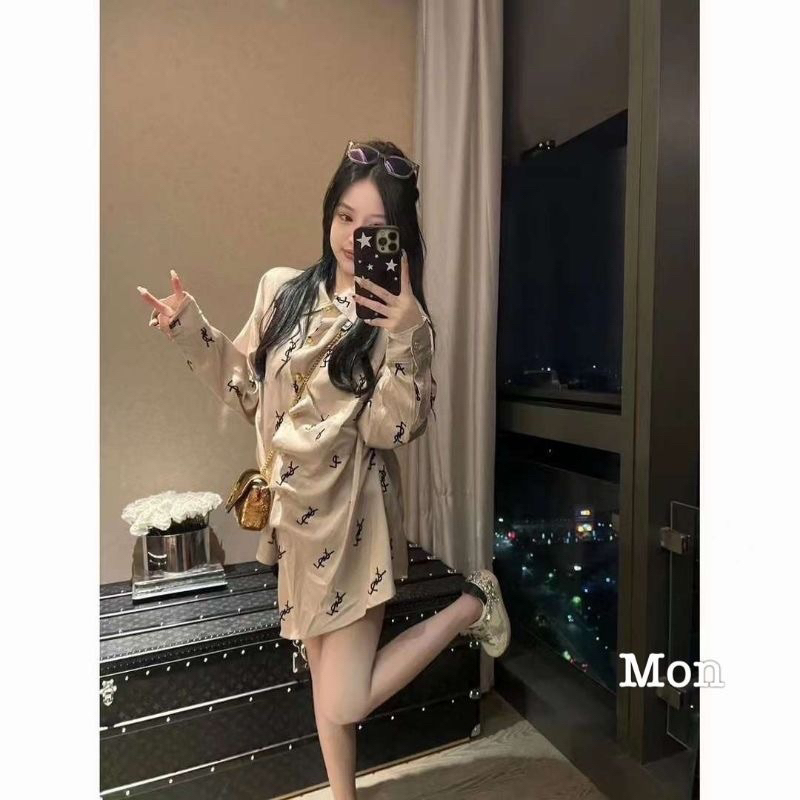 ÁO SƠ MI LỤA HOẠ TIẾT YS SANG CHẢNH HÀNG QCL1 MS29991