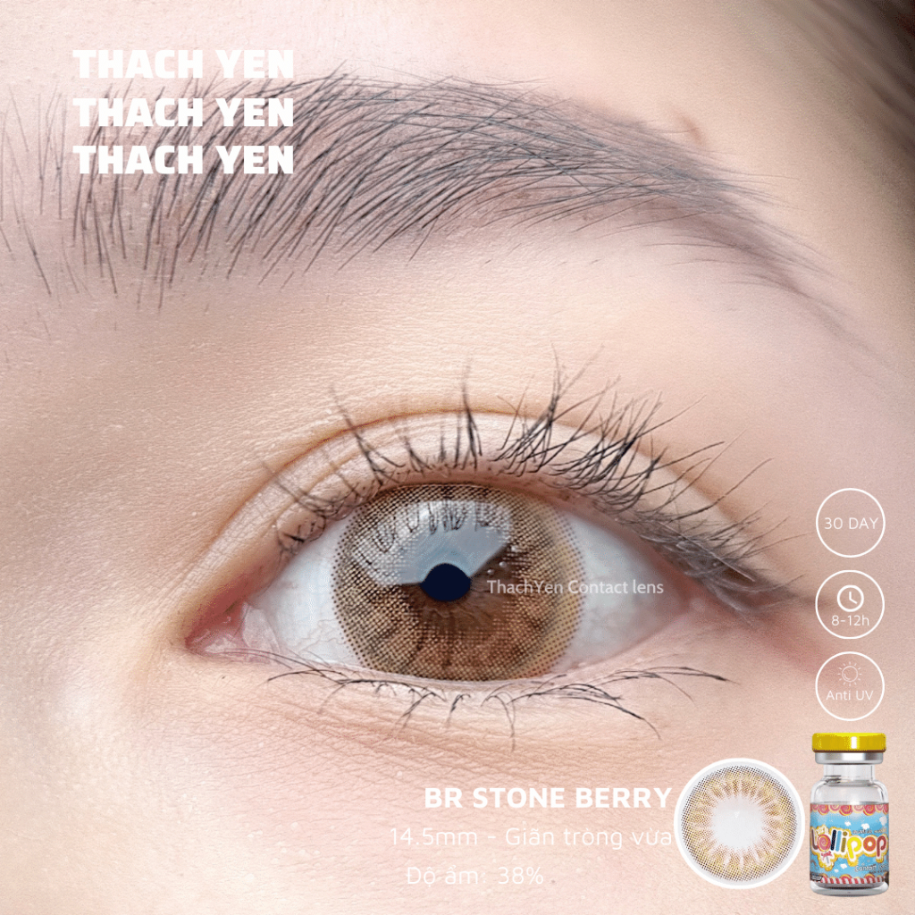 Lens Mắt Stone Berry Nâu Tây Nhẹ giãn vừa - 0-10 độ kính áp tròng
