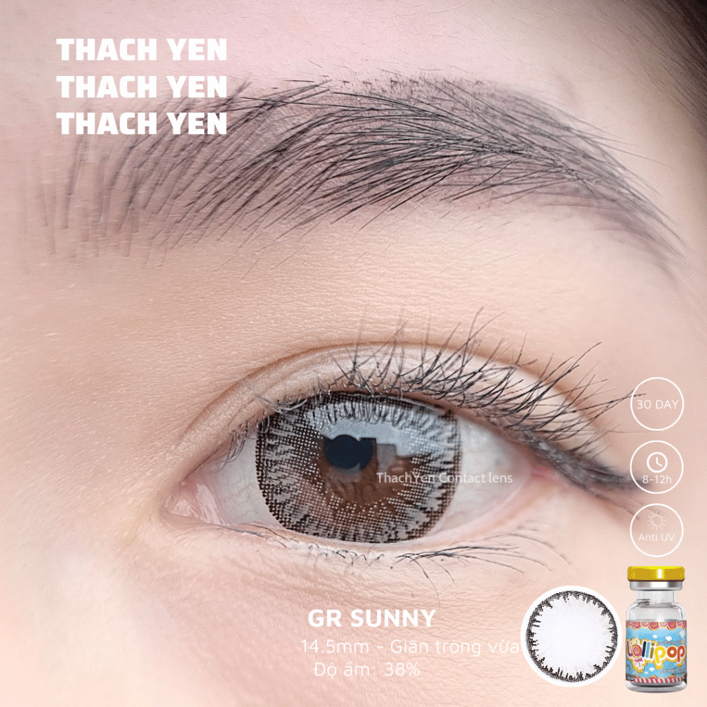Lens Mắt Sunny Xám Tây Viền Hoa Vân giãn nhỏ - 0-10 độ kính áp tròng