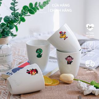 Cốc uống nước cute 12 con giáp may mắn - Ly sứ dễ thương không quai phong thủy hộ mệnh