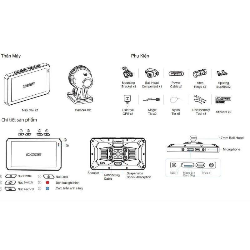 Phụ kiện cho Camera Hành Trình Chigee AIO-5 Lite