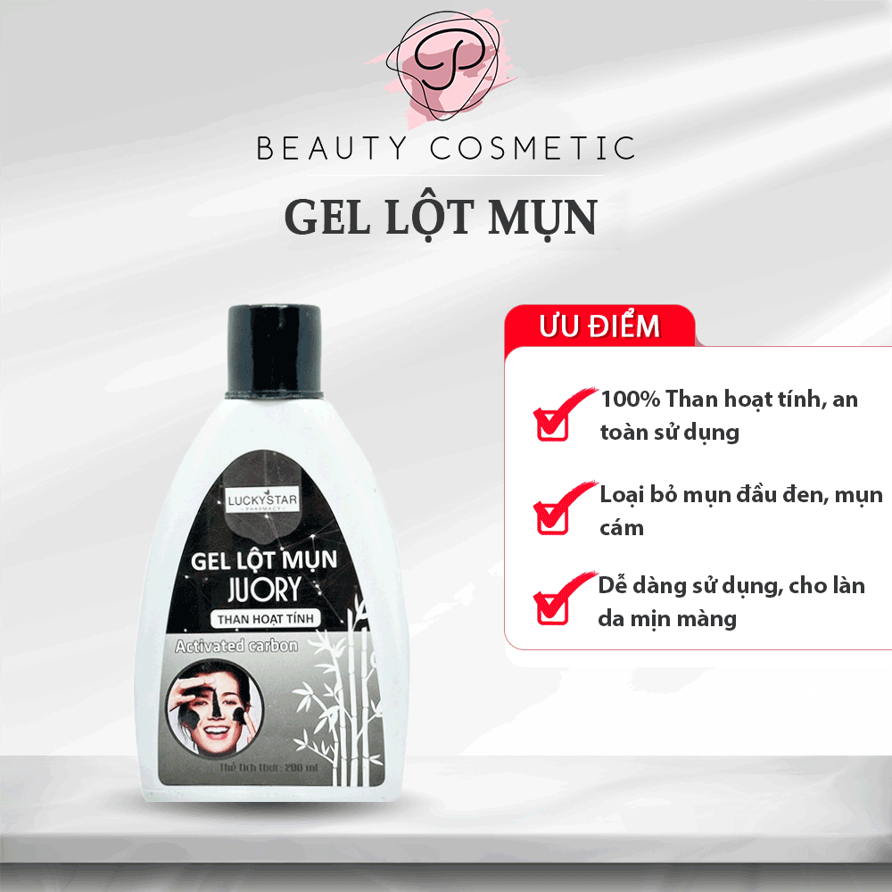 Gel Lột Mụn Than Hoạt Tính Lucky Star Làm Sạch, Loại Bỏ Mụn Đầu Đen, Mụn Cám